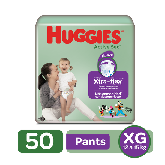 Pants Huggies Active Sec Xtra-Flex Etapa 4/XG, 50uds